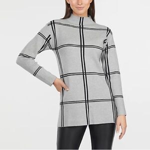 ELLEN TRACY Plaid Jacquard Mockneck Sweater